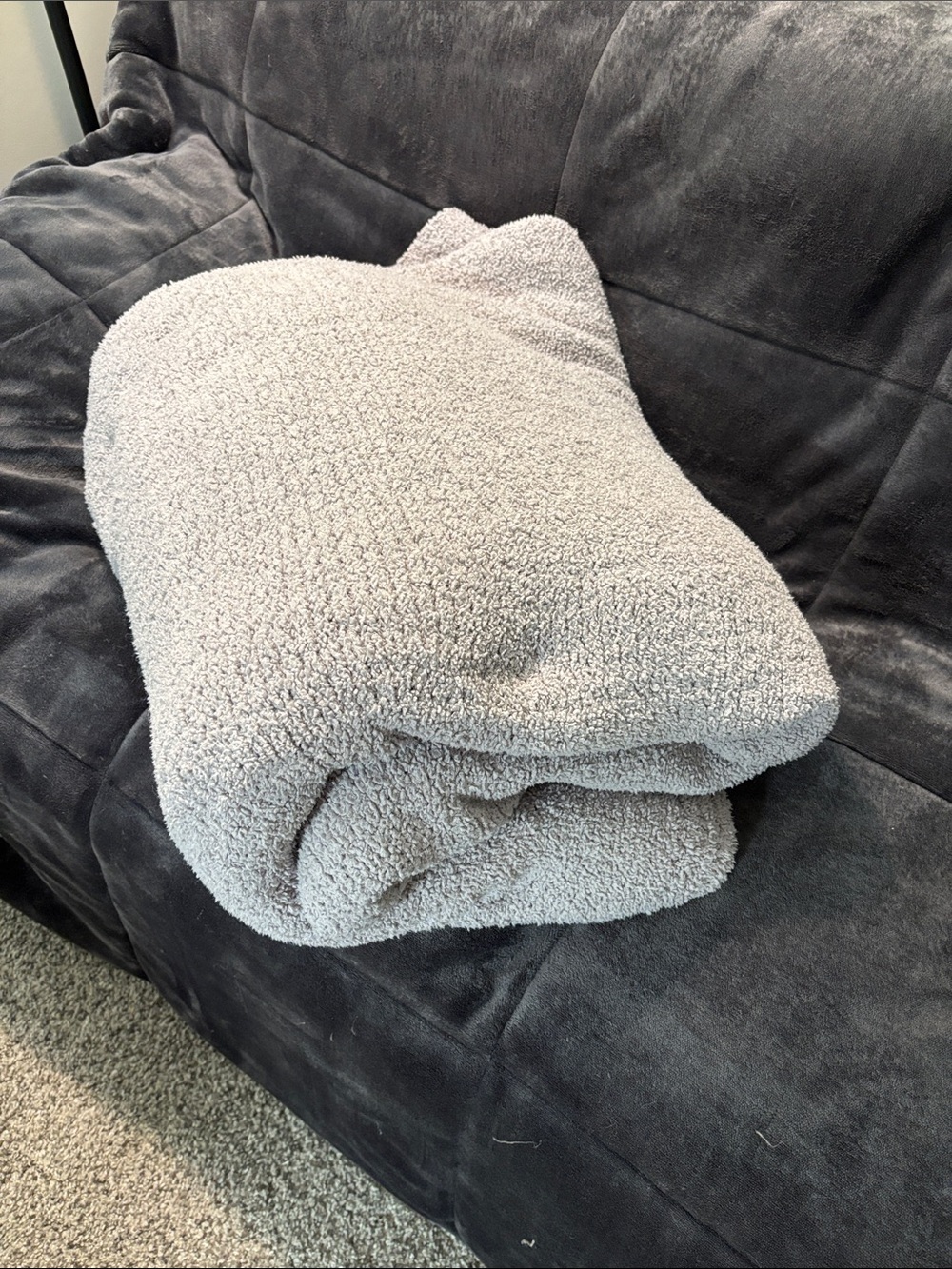 Cozy Light Gray Plush Throw Blanket - Picture 2 of 5